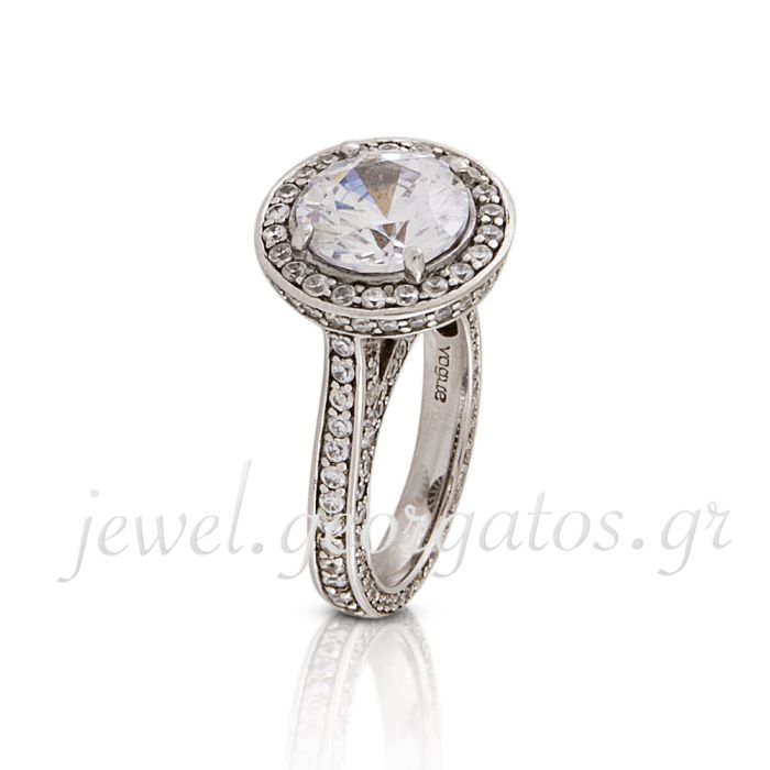 Women's silver ring with zircon WD00022