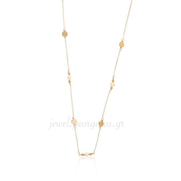 Women gold necklace 9CT with plate and pearl HRJ0118