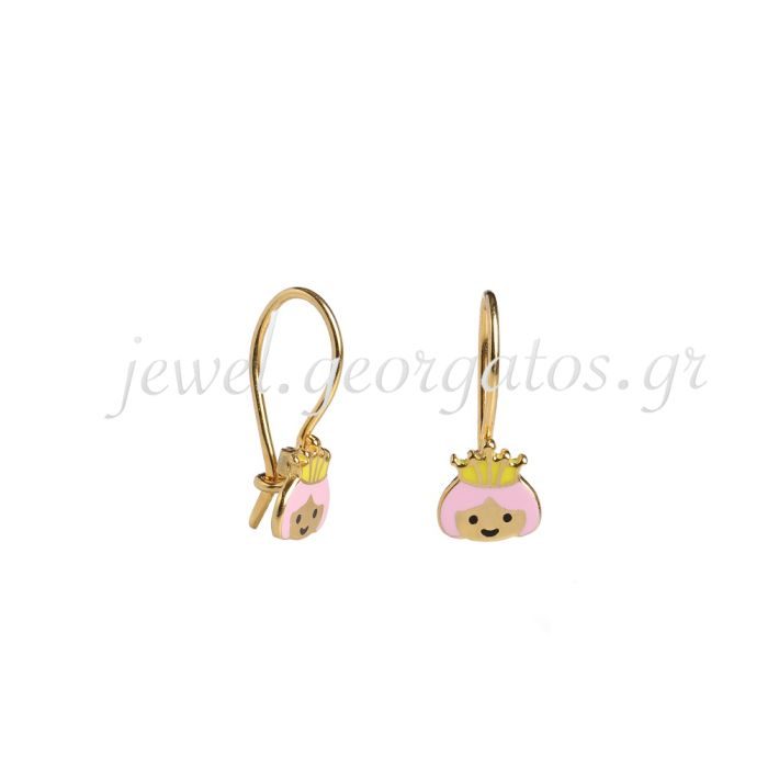 Kid's yellow gold earrings with princess 9CT HSL0003