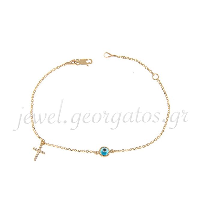 Women's yellow gold bracelet with cross 9CT HVL0012