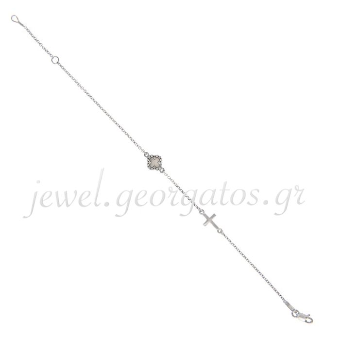 White gold women's bracelet with white crosses 9CT HVL0018