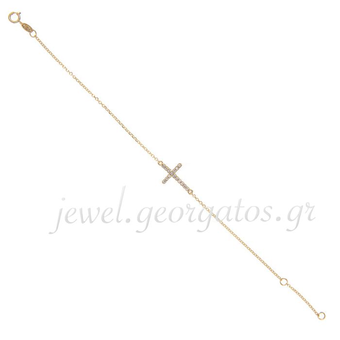 Yellow gold women's bracelet double sided with cross 9CT HVL0044