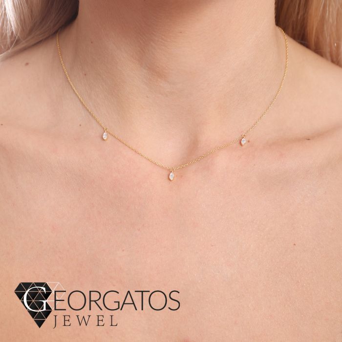 Women gold necklace 9CT with tear shape HRL0040