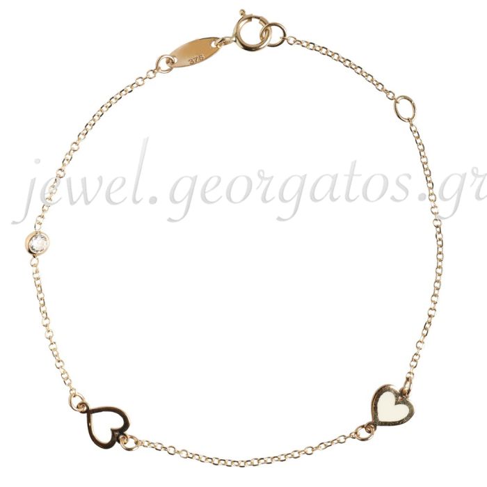 Children's bracelet gold 9CT with hearts HYL0006
