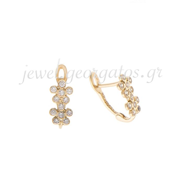 Women earrings Yellow Gold with zircon 14Κ ISM0003