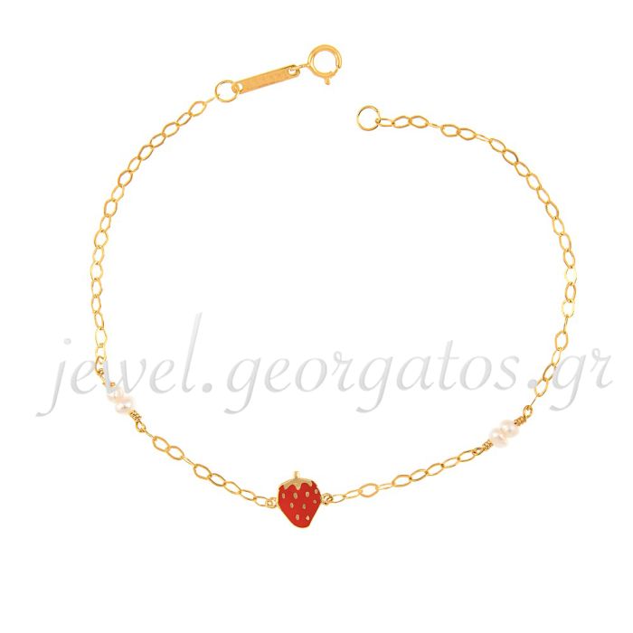 Children's bracelet gold 9CT with strawberry HYM0002