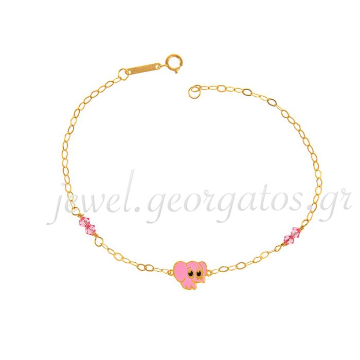 Children's bracelet gold 9CT with small elephant HYM0007