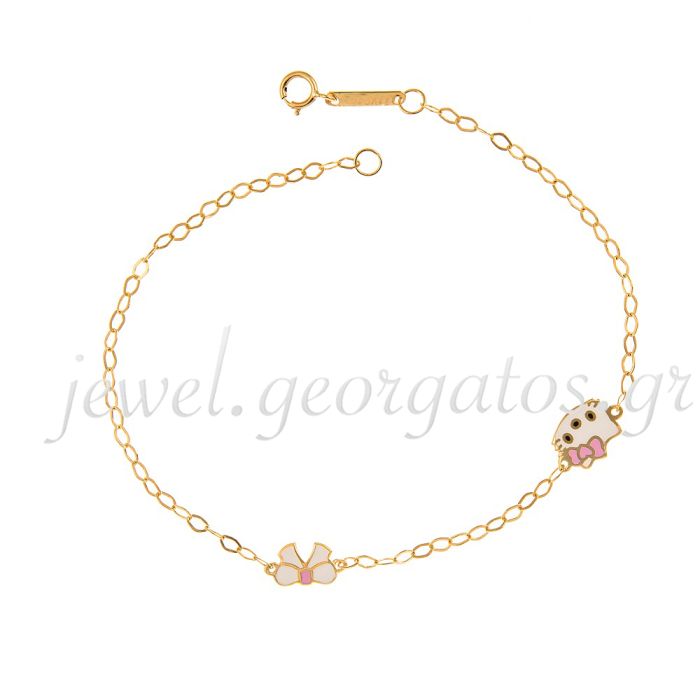 Children's gold bracelet 9CT with Hello Kitty and bow HYM0009