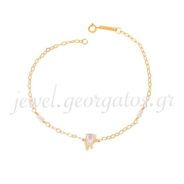 Children's gold bracelet 9CT with castle HYM0014