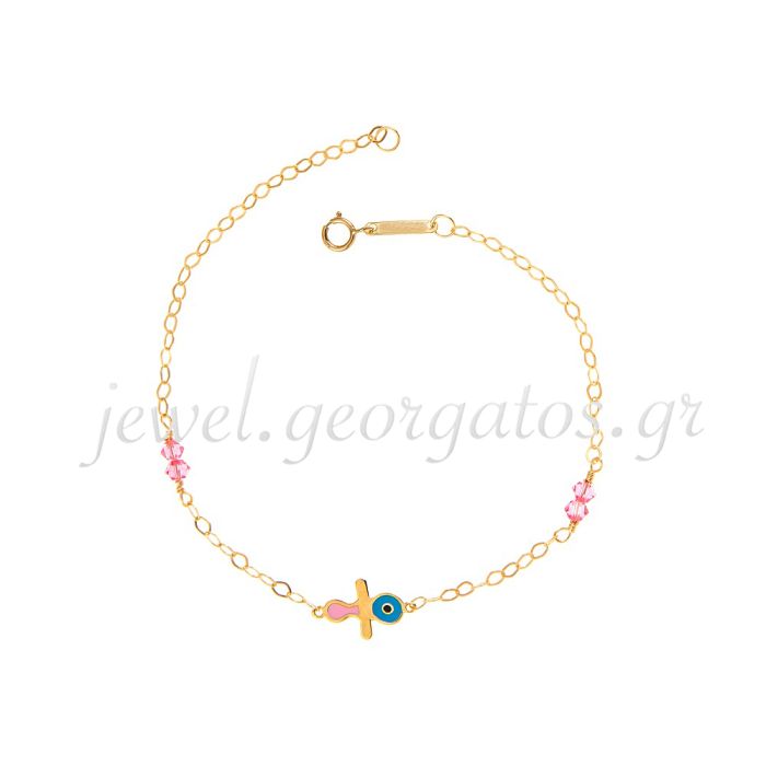 Children's gold bracelet 9CT with pacifier and eye HYM0015