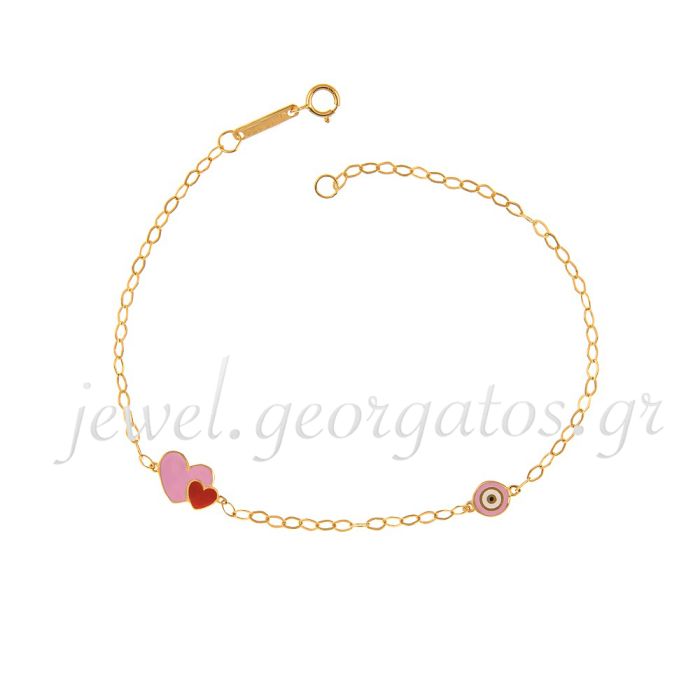 Children's gold bracelet 9CT with hearts HYM0021