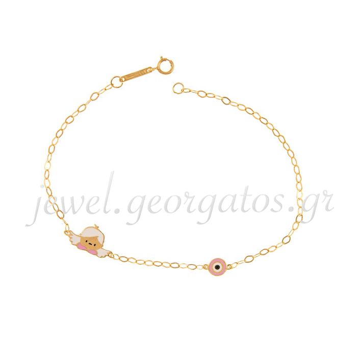 Children's gold bracelet 9CT with little angel and eye HYM0033