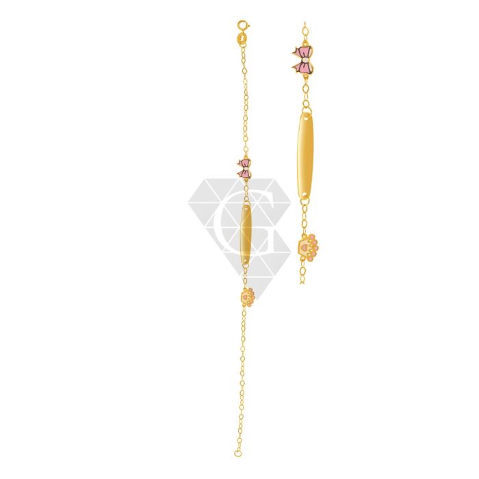 Children's gold ID 9CT with bow and crown HHB0011