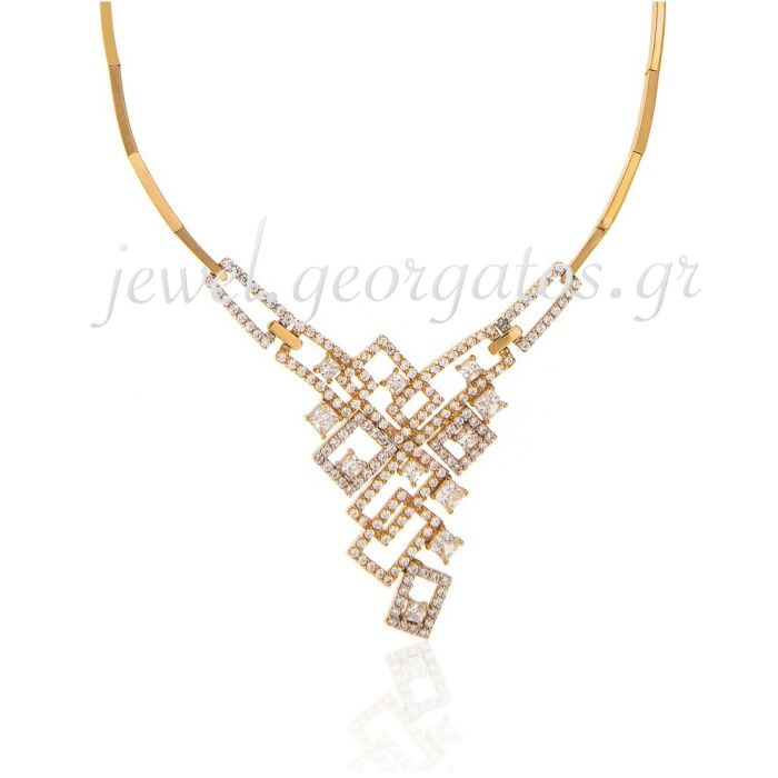 Women necklace Yellow Gold with zirkon 14ct JRC5222