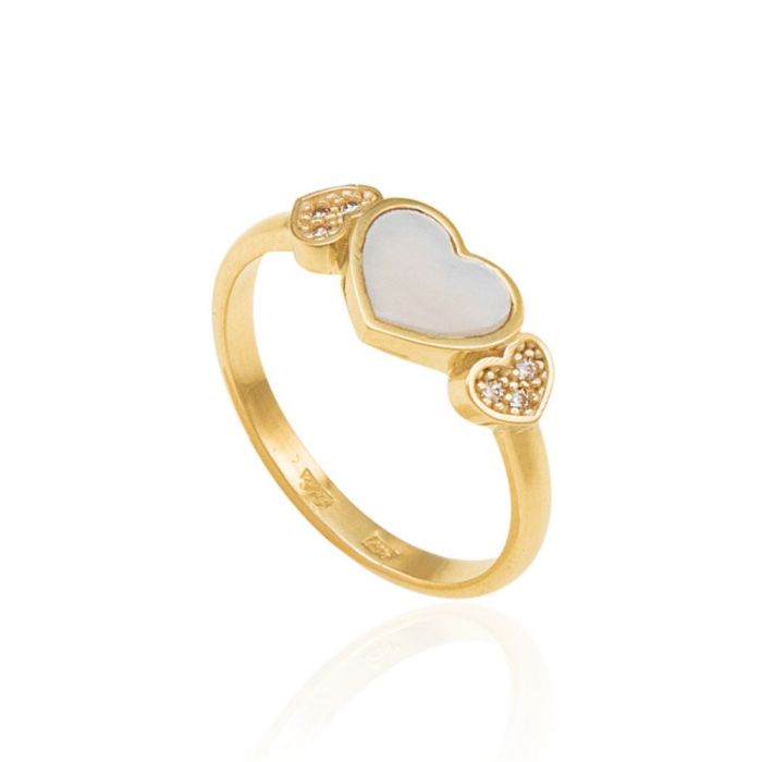 Ring gold 9CT with heart and nacre HDM0001