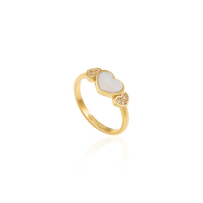 Ring gold 9CT with heart and nacre HDM0001