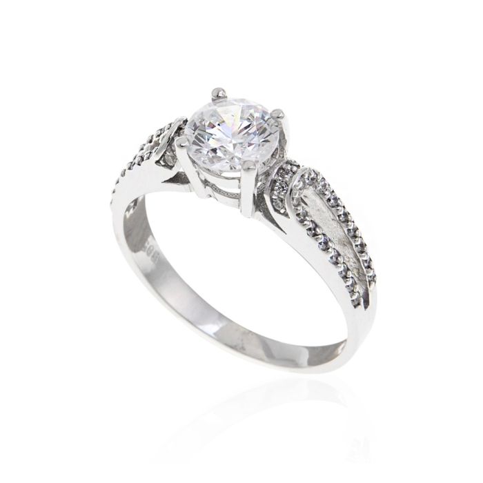 White gold ring 14CT with zircon IDM0088