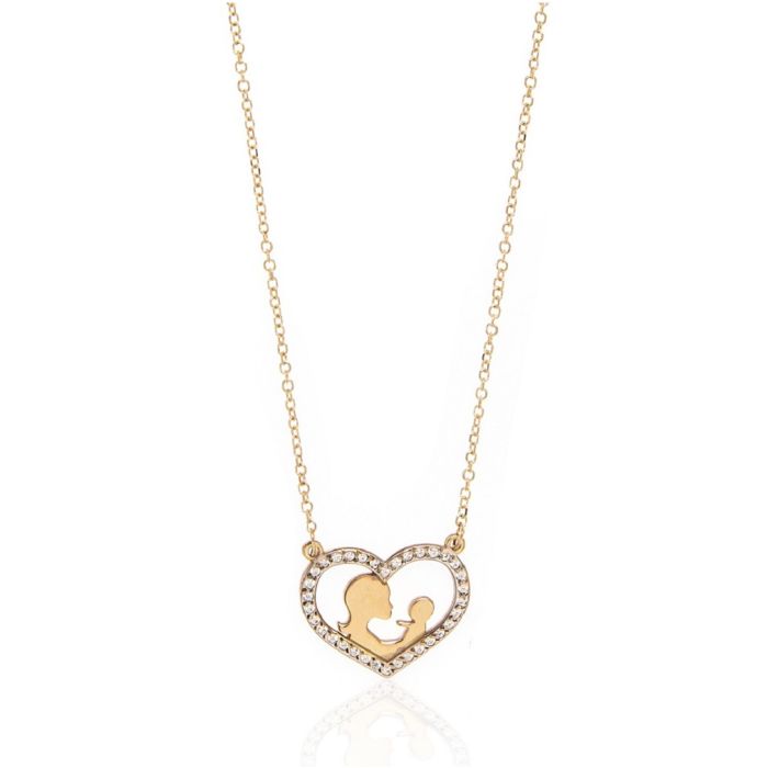 Women heart necklace with mom-kid HRJ0114