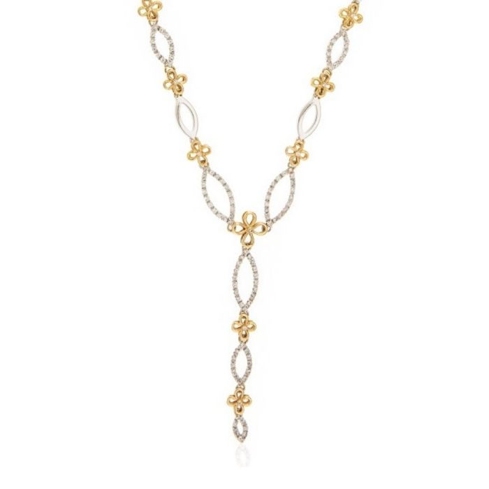 Women gold Two-tone necklace with daisies 14CT JRI0134
