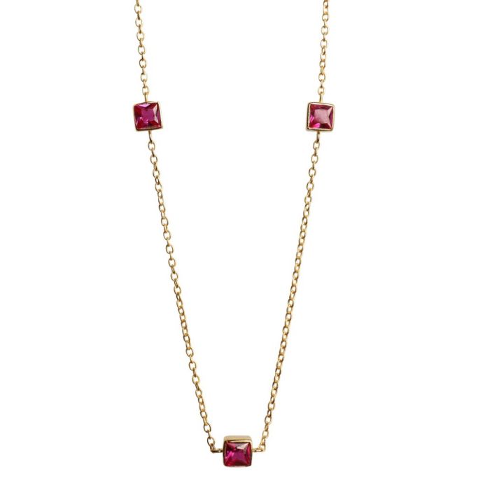 Women gold necklace with zircon in ​​frames 9CT HRL0034