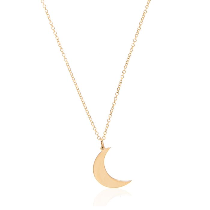 Women gold necklace 9CT with crescent moon HRJ0130