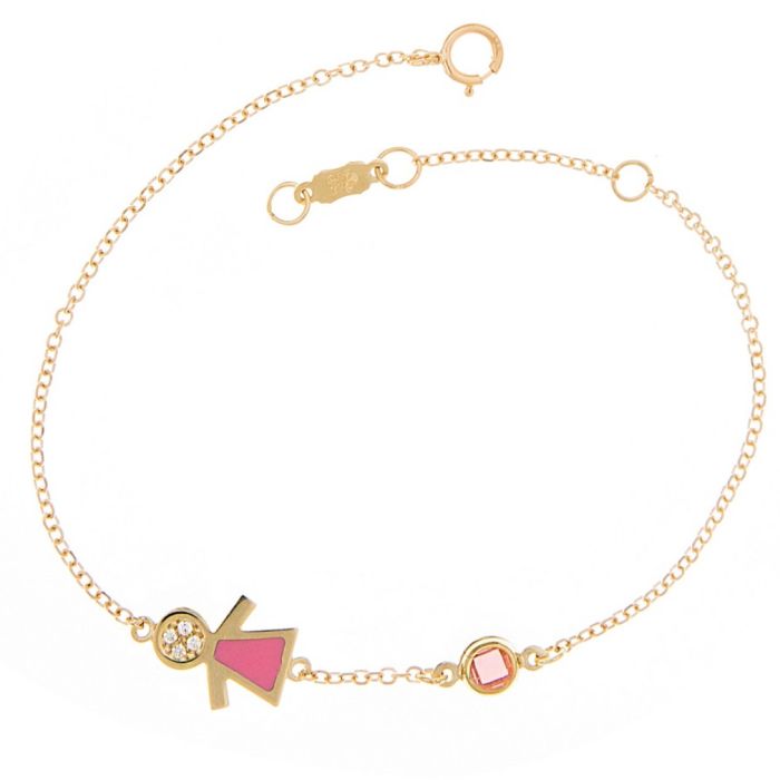 Yellow gold women's bracelet with girl 9CT HYM0039