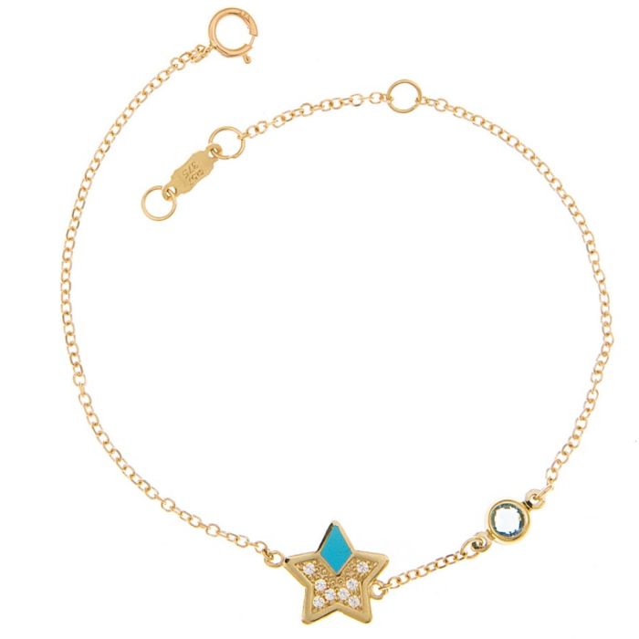 Yellow gold women's bracelet with star 9CT HYM0040
