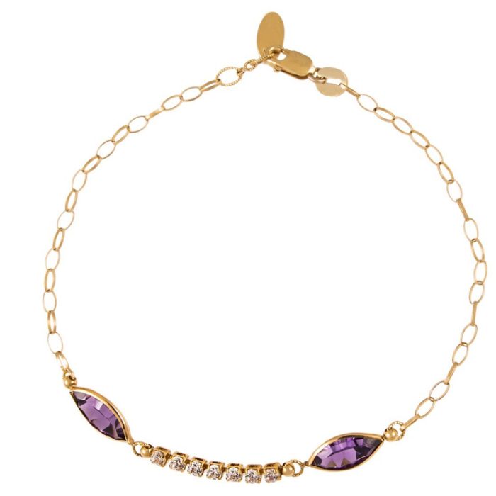 Women's yellow gold bracelet with stones 14CT JVZ0005