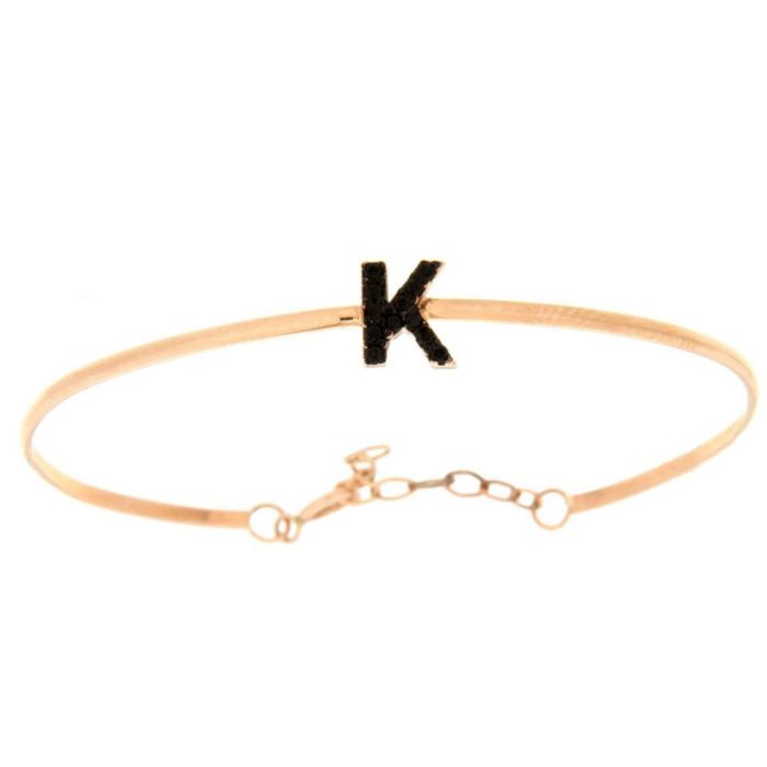 Women's pink gold bracelet with monogram K. 14CT IVD0047
