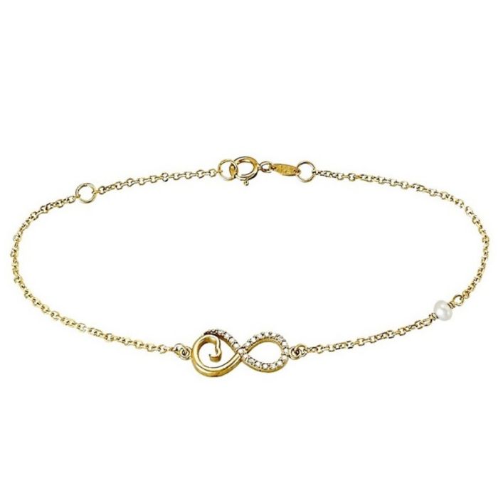 Women's yellow gold bracelet with infinity pattern 9CT HVD0136