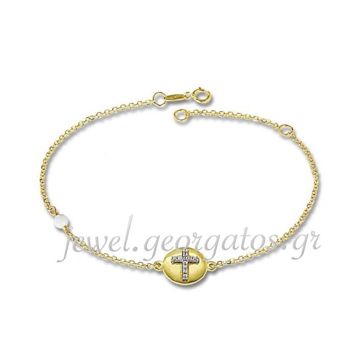 Women's yellow gold bracelet with cross 9CT HVD0131
