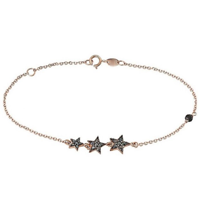 Women's pink gold bracelet with a pattern of stars 9CT HVD0126