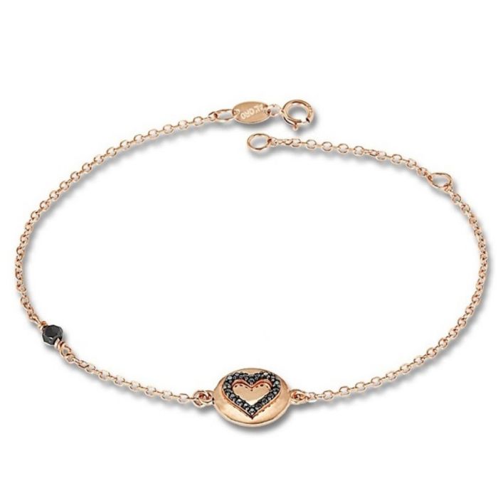 Women's pink gold bracelet with heart pattern 9CT HVD0125