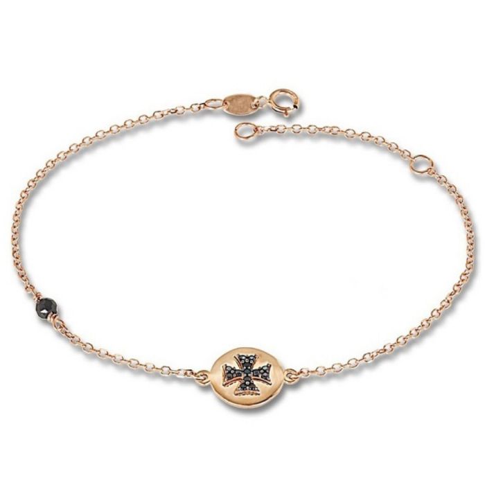 Women's pink gold bracelet with cross pattern 9CT HVD0123 