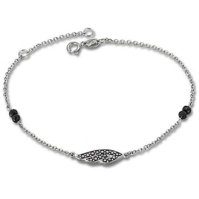 Women's white gold bracelet with feather pattern 9CT HVD0113