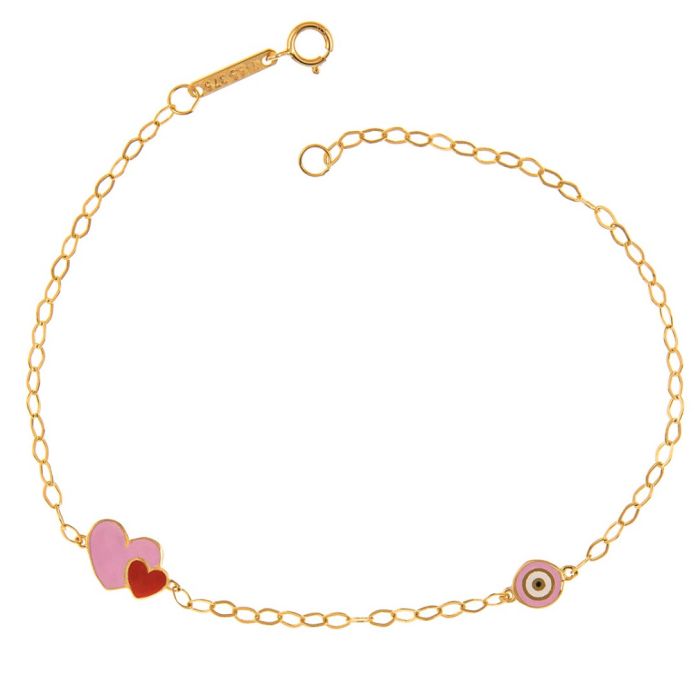 Children's gold bracelet 9CT with hearts HYM0021