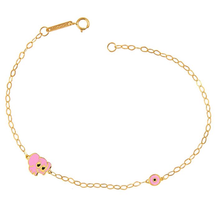 Children's gold bracelet 9CT with little elephant HYM0019