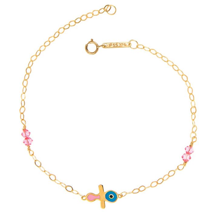 Children's gold bracelet 9CT with pacifier and eye HYM0015