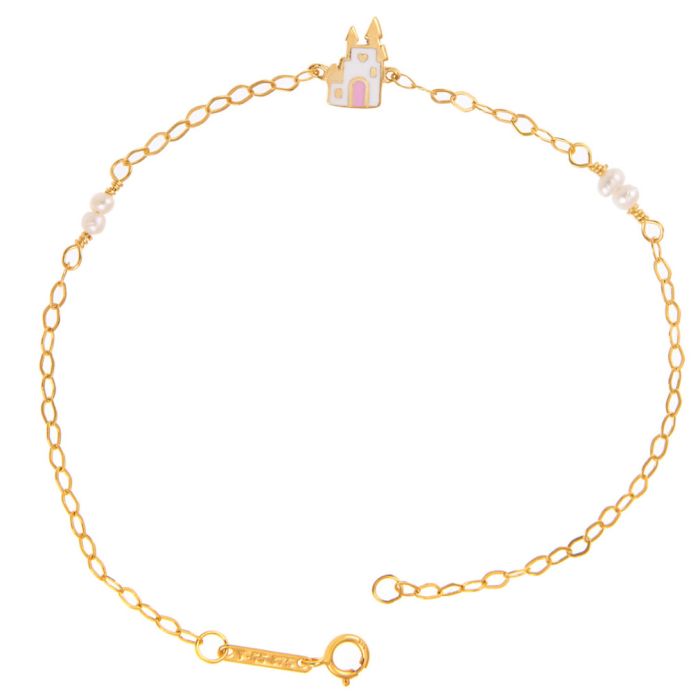 Children's gold bracelet 9CT with castle HYM0014