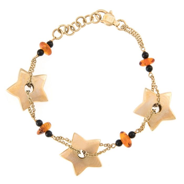 Yellow gold women's bracelet 14CT with stars JVG5025
