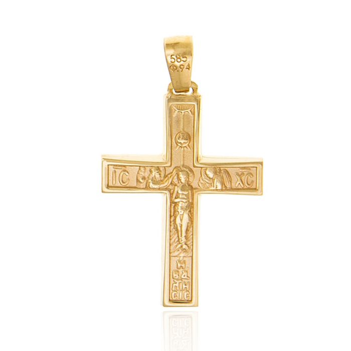 Men's gold double sided cross 14CT ITM0003
