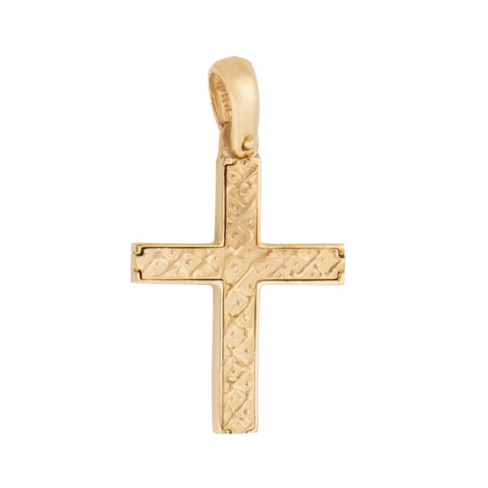 Men's double-sided gold cross 14CT ITD0422