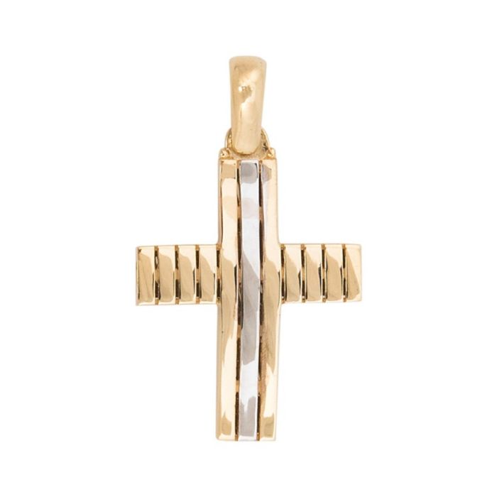 Men's Triantos double-sided yellow gold cross 14CT ITD0413