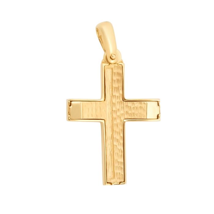 Men's double-sided gold cross 14CT ITD0418