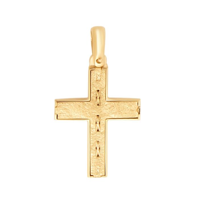 Men's double-sided gold cross 14CT ITD0414