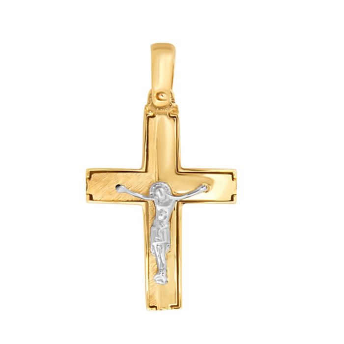 Men's double-sided gold cross 14CT ITD0412