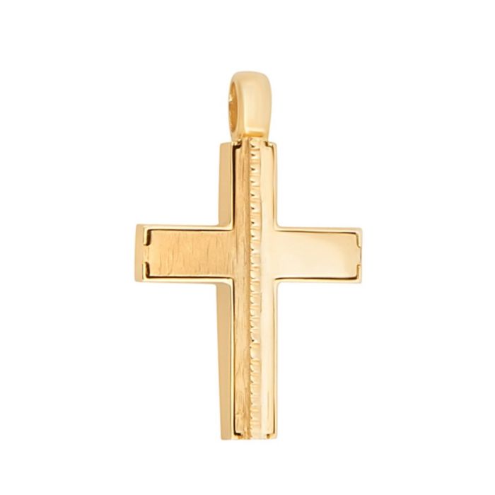 Men's double-sided gold cross 14CT ITD0411