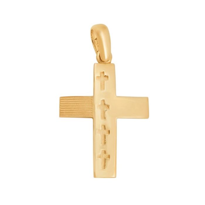 Men's double-sided gold cross 14CT ITD0408