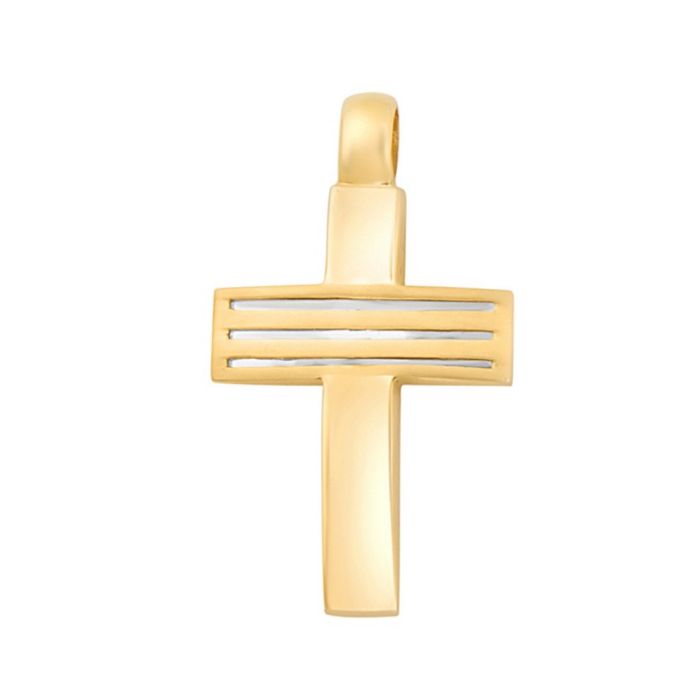 Men's double-sided gold cross 14CT ITD0405