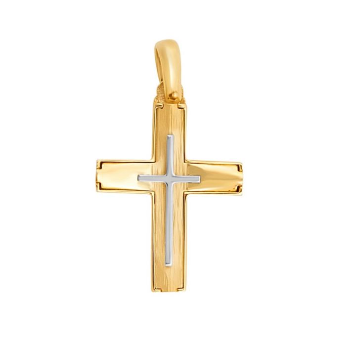 Men's double-sided gold cross 14CT ITD0402